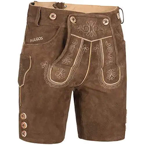 Lederhose PAULGOS Herren Trachten + Träger, Echtes Leder