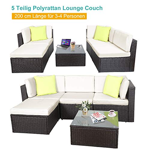 Lounge-Möbel-Set GOJOOASIS Polyratten Lounge, 5 Teilig, 200cm