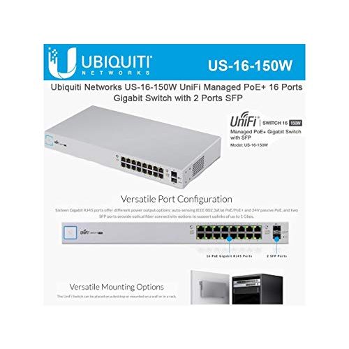 Managed Switch Ubiquiti US-16-150W Switche Managed PoE +