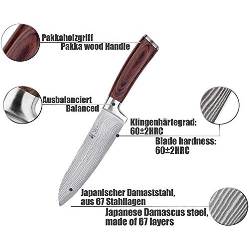 Messerset Wakoli 4er Damastmesser-Set mit Pakkaholz Griffen
