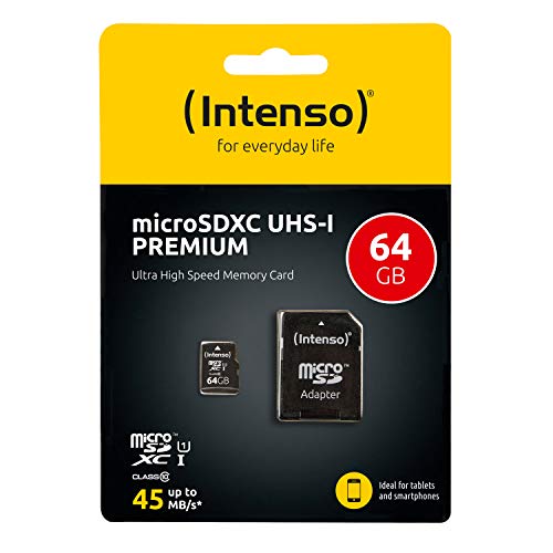 Micro-SD-Karte Intenso Micro SDXC 64GB Class 10 u. SD-Adapter