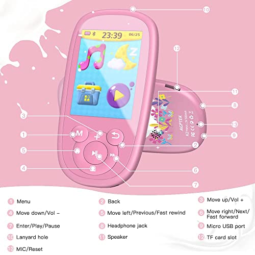 MP3-Player für Kinder AGPTEK Bluetooth MP3 Player Kinder, MP4