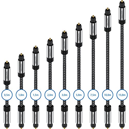 Optisches Kabel deleyCON 0,5m Toslink Kabel mit Metallstecker