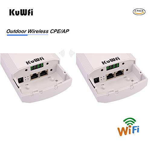 Outdoor-WLAN-Repeater KuWFi 2-Pack 900Mbps Outdoor CPE Kit Indoor & Outdoor Punkt-zu-Punkt Wireless CPE Unterstützt 1KM Übertragungsentfernung Lösung für PTP, PTMP