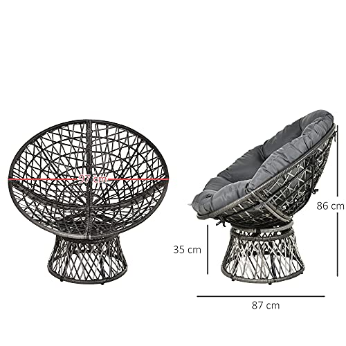 Papasansessel Outsunny Korbsessel Sessel mit Polster 360 Grad