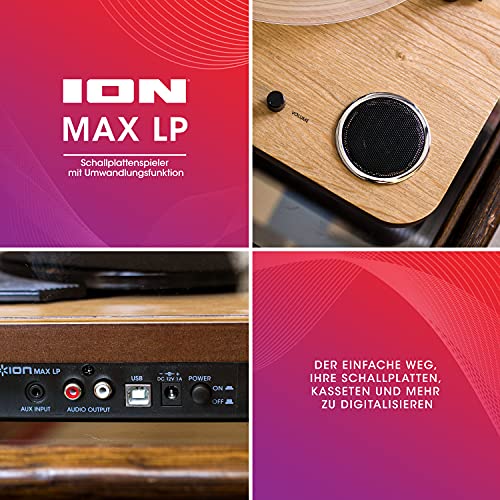 Plattenspieler ION Audio Max LP, USB Retro mit Lautsprecher