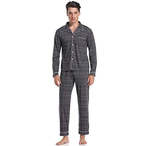 Pyjama ARBLOVE Klassisch Schlafanzug Herren Lang Baumwolle
