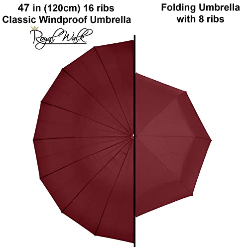 Regenschirm Royal Walk Groß XXL 54 inch Automatik, Holzgriff