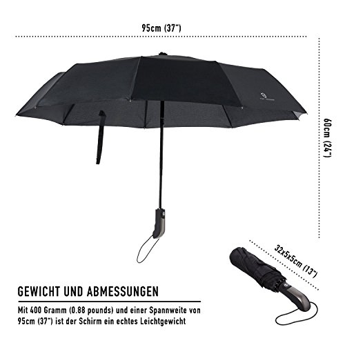 Regenschirm sturmfest VON HEESEN ® bis 140 km/h, Reise-Etui