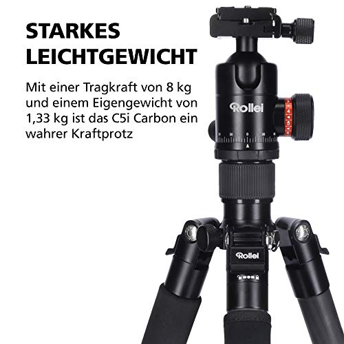 Reisestativ Rollei C5I, Schwarz, leichtes Foto-Stativ aus Carbon