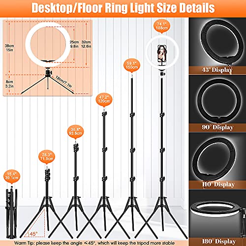 Ringlicht GerTong 12.6 Zoll mit Stativ Handy, Tisch LED Ring Light