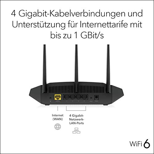 Router 5GHz Netgear  RAX10 WiFi 6 Router AX1800, 4 Streams