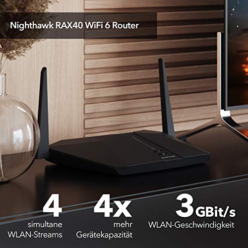 Router 5GHz Netgear RAX40 WiFi 6 Router AX3000, 4 Streams