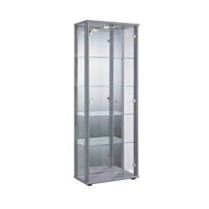 Collector display case K-Möbel glass display case in silver, 176x67x33 cm
