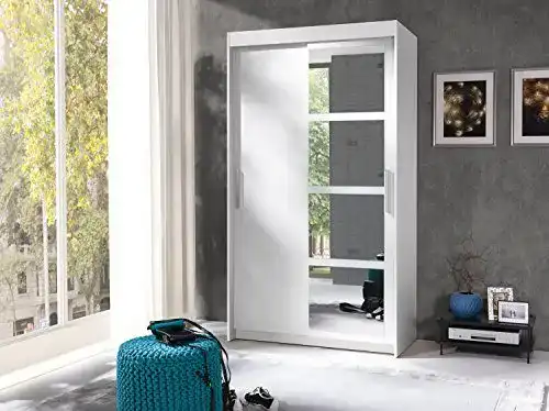 Schwebetürenschrank Furniture24 Nero, 2 Türen 5 Einlegeböden