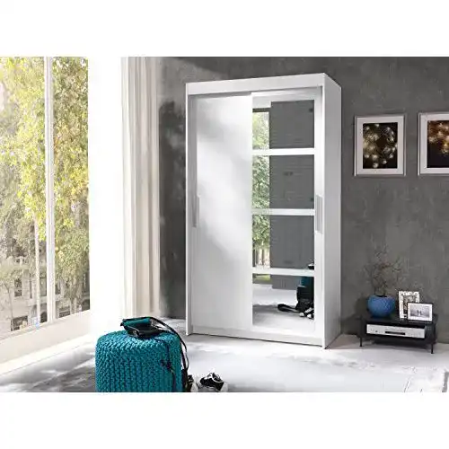 Schwebetürenschrank Furniture24 Nero, 2 Türen 5 Einlegeböden