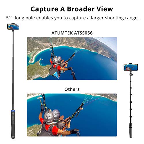 Selfie-Stick ATUMTEK 130CM Selfiestick, Bluetooth, Aluminium