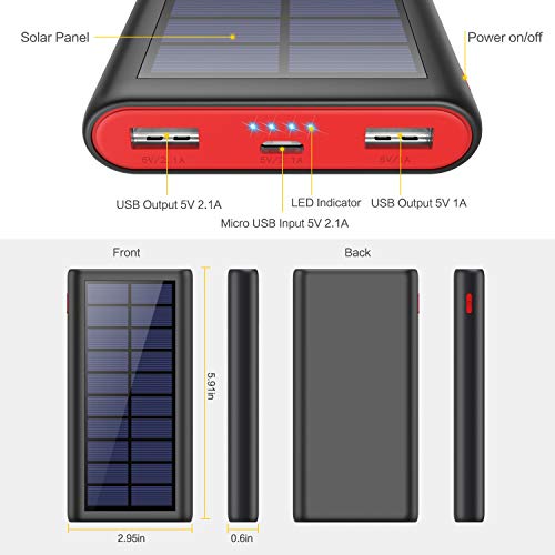 Solar-Powerbank VOOE Solar Powerbank 26800mAh, 2 Ausgänge