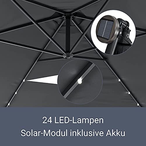 Sonnenschirm mit LED Juskys Ampelschirm Brazil 350 cm LED