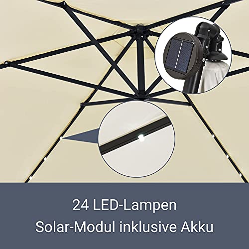 Sonnenschirm mit Ständer Juskys Ampelschirm Brazil 300 cm LED