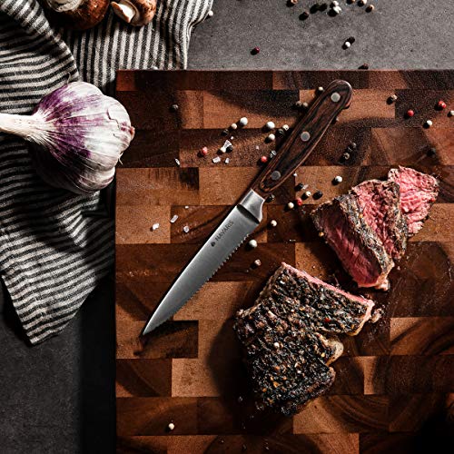 Steakmesser Navaris 6x Set mit Holzgriff, Besteck Messer 6-teilig