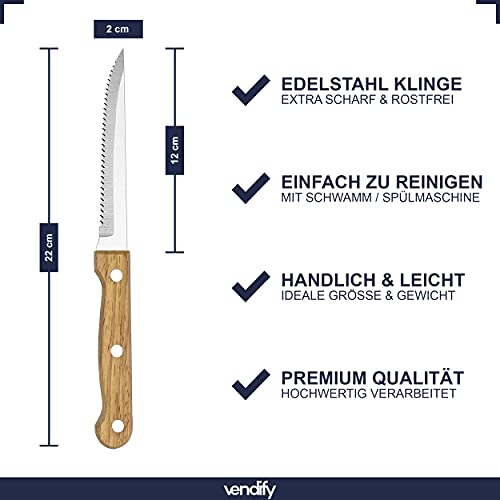 Steakmesser vendify ® Premium Set 6-teilig mit Holz-Griff