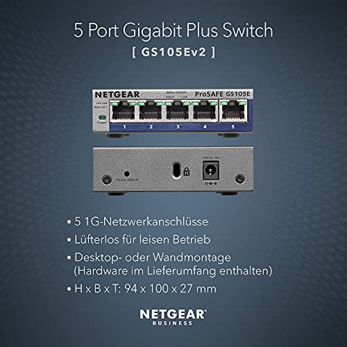 Switch Netgear GS105E Managed 5 Port Gigabit Ethernet LAN Plus