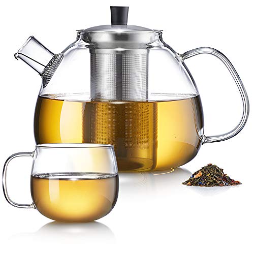 Die beste teekanne zoemii glas 1500 ml im set mit teetasse Bestsleller kaufen