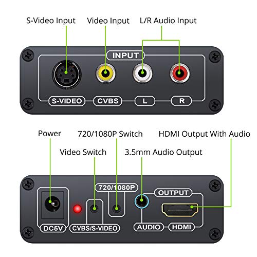 Upscaler LiNKFOR 3RCA AV CVBS Composite S-Video R/L Audio