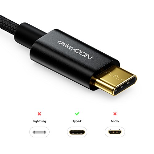 USB 2.0 auf USB-C deleyCON 0,5m USB-C Kabel mit Nylon