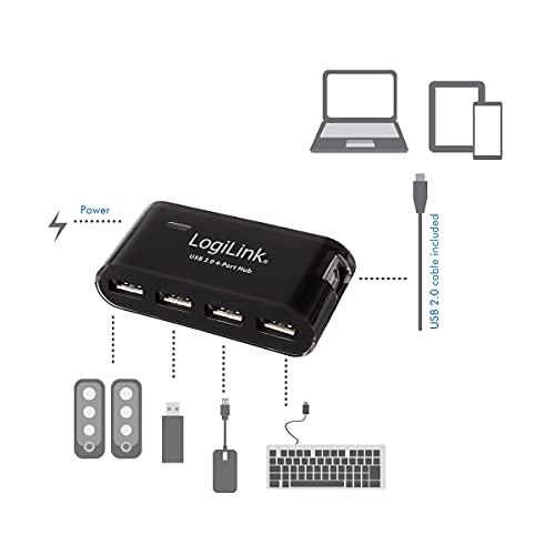 USB-Hub mit Netzteil LogiLink UA0085 4-Port Hub USB 2