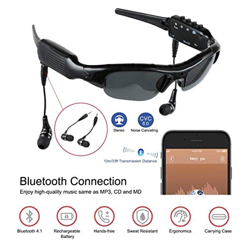 Videobrille NewZexi Tragbare Bluetooth Sonnenbrille 1080p