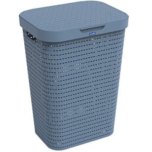 Wäschesammler Rotho Country, Kunststoff (PP) BPA-frei, blau, 55l