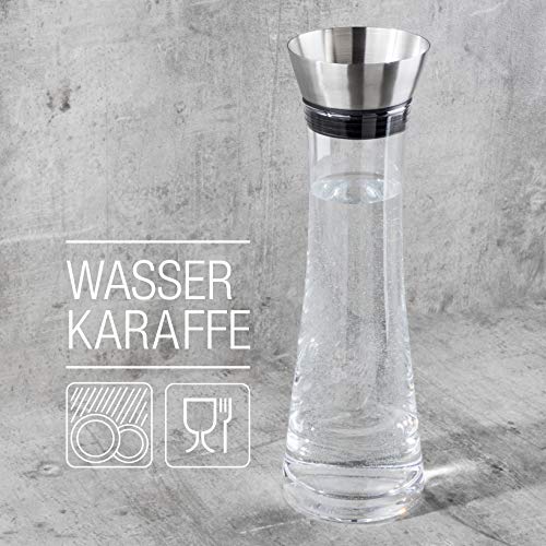 Wasserkaraffe HI Glas (1 Liter), Glaskaraffe mit Deckel u. Ausgießer