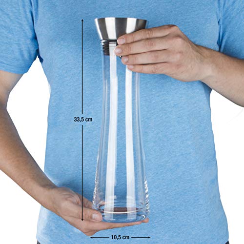 Wasserkaraffe HI Glas (1 Liter), Glaskaraffe mit Deckel u. Ausgießer