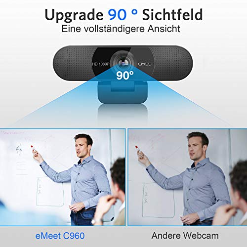 Webcam eMeet Full HD, C960 1080P mit Objektivabdeckung