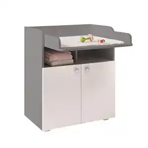 Wickelkommode Polini Kids Baby Wickeltisch grau-weiß Klappbar