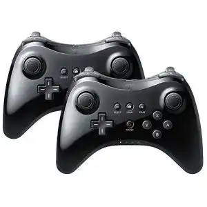 Wii-Controller QUMOX 2X Wireless Schwarz Joystick Gamepad Pro