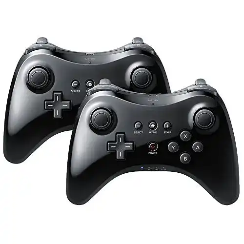 Wii-Controller QUMOX 2X Wireless Schwarz Joystick Gamepad Pro