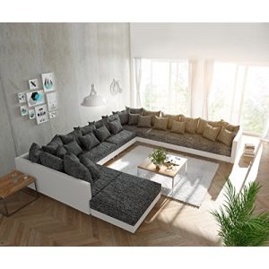 Wohnlandschaft DELIFE Couch Clovis XXL, mit Hocker