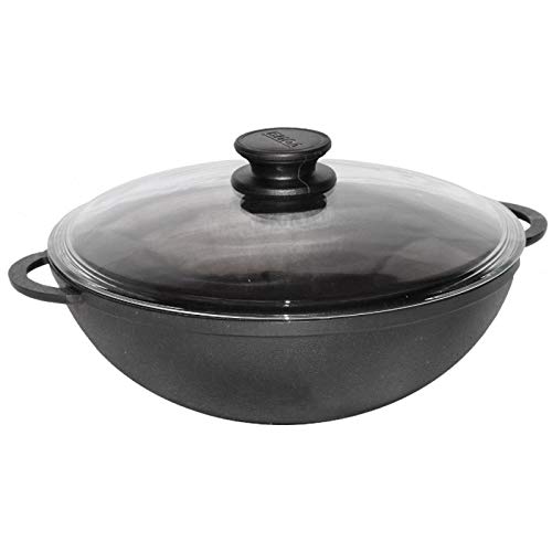 Die beste wok gusseisen biol gusseisen wok kasan mit glasdeckel 28 cm Bestsleller kaufen