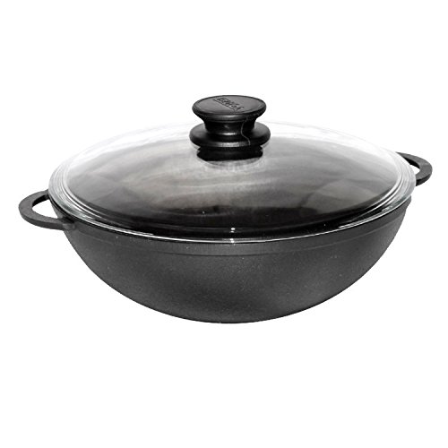 Die beste wok gusseisen biol wok pfanne aus gusseisen mit glasdeckel Bestsleller kaufen