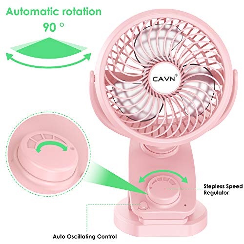 Akku-Ventilator CAVN 5000mAh Leise Tischventilator Clip Fan, USB