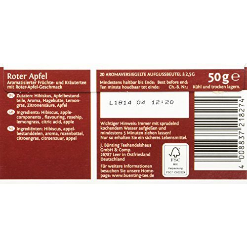 Apfeltee Bünting Tee Roter Apfel, 12er Pack (12 x 50 g)