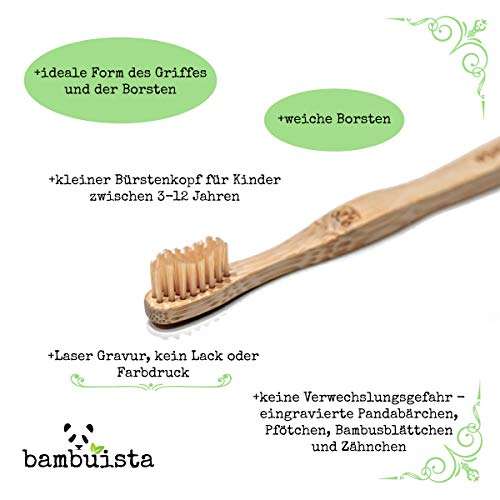 Bambus-Zahnbürste bambuista 4er Junior Set, weiche Borsten