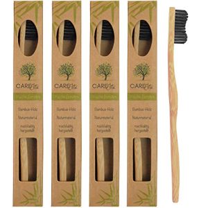 Bambus-Zahnbürste CareElite 4er-Pack Holzzahnbürste