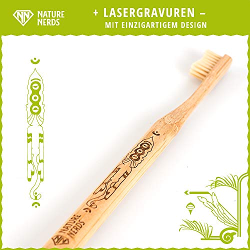 Bambus-Zahnbürste NATURE NERDS 4er Pack, Mittel