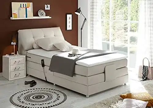 Boxspringbett 120×200 Froschkönig24 Concord mit Motor Beige