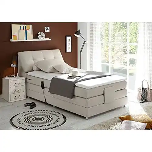 Boxspringbett 120×200 Froschkönig24 Concord mit Motor Beige