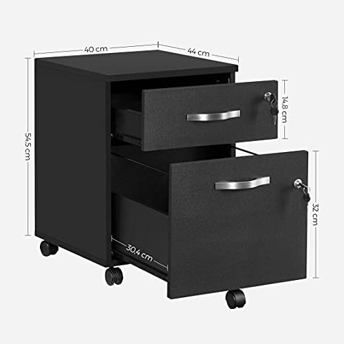 Büroschrank VASAGLE Rollcontainer, abschließbar, 2 Schubladen